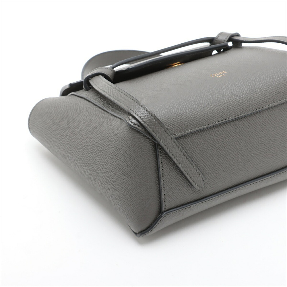 Celine Belt Bag Leather 2WAY Handbag Leather Handbag Gray - Picture 4 of 8